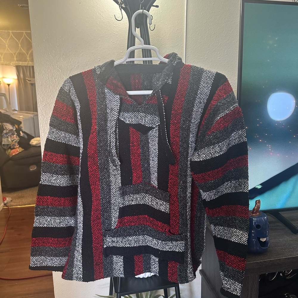 Chic Red and Black Striped Bomber Jacket
